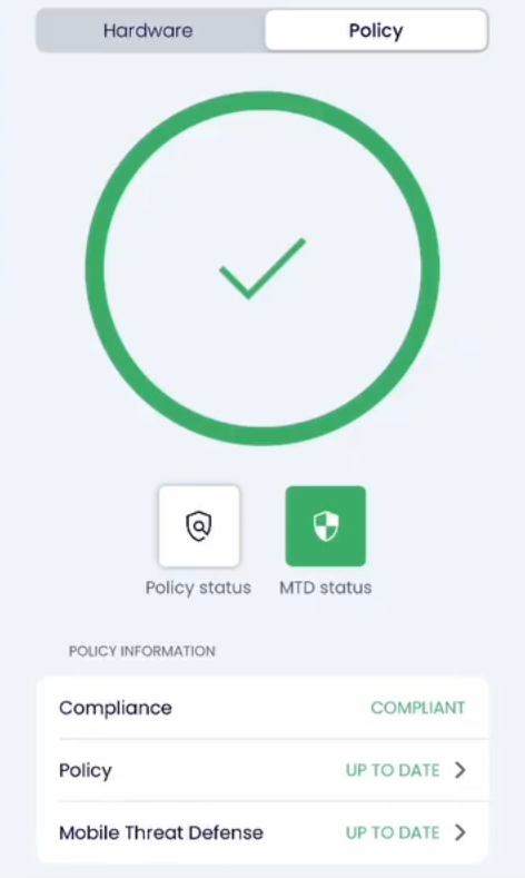 Pradeo Mobile Threat Defense in datomo MDM - Anzeige auf dem Gerät bei Compliance
