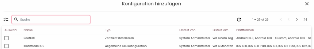 datomo MDM Richtlinienkomponenten hinzufügen