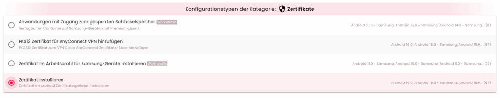 Zertifikate installieren datomo MDM