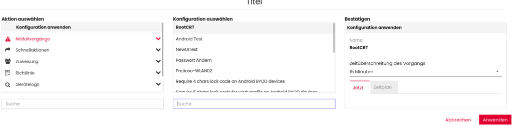 datomo MDM "Konfiguration Anwenden"